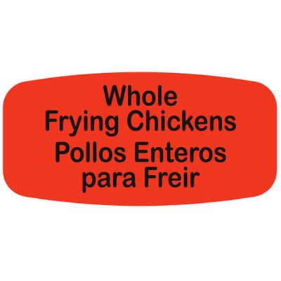 Label - Whole Frying Chicken/Pollos Enteros Para Freir Black On Red Short Oval 1000/Roll