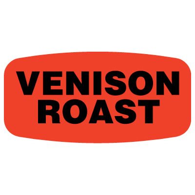 Label - Venison Roast Black On Red Short Oval 1000/Roll