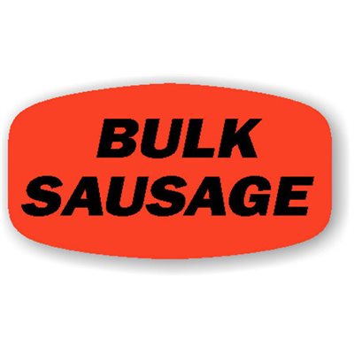 Label - Bulk Sausage Black On Red Short Oval 1000/Roll