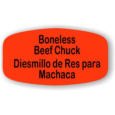 Label - Boneless Beef Chuck/Diesmillo De Res Para Machaca Black On Red Short Oval 1000/Roll