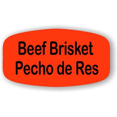 Label - Beef Brisket/Pecho De Res Black On Red Short Oval 1000/Roll