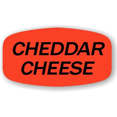 Label - Cheddar Cheese Black On Red Short Oval 1000/Roll