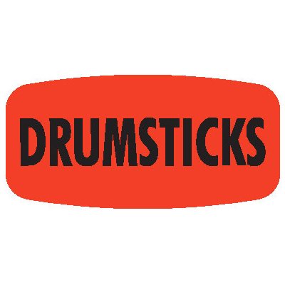 Label - Drumsticks Black On Red Short Oval 1000/Roll