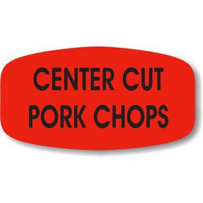 Label - Center Cut Pork Chops Black On Red Short Oval 1000/Roll