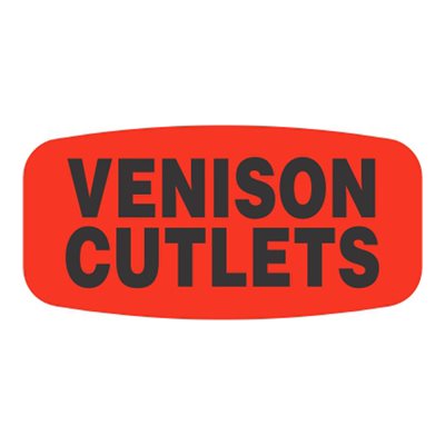Label - Venison Cutlets Black On Red Short Oval 1000/Roll