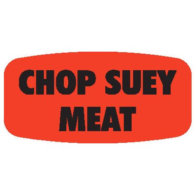 Label - Chop Suey Meat Black On Red Short Oval 1000/Roll