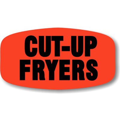 Label - Cut Up Fryers Black On Red Short Oval 1000/Roll