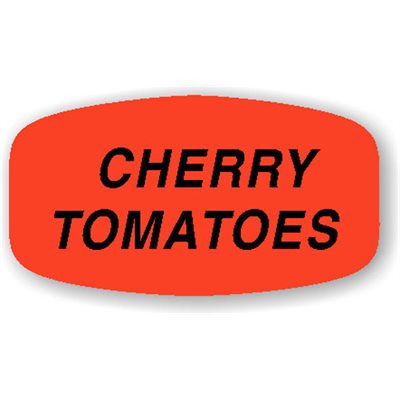 Label - Cherry Tomatoes Black On Red Short Oval 1000/Roll