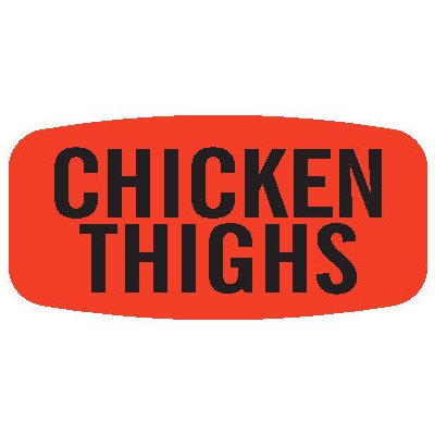 Label - Chicken Thighs Black On Red Short Oval 1000/Roll