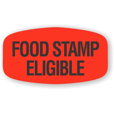 Label - Food Stamp Eligible Black On Red Short Oval 1000/Roll