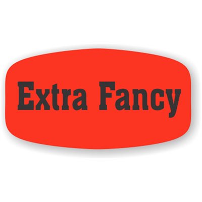 Label - Extra Fancy Black On Red Short Oval 1000/Roll