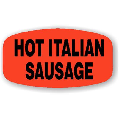 Label - Hot Italian Sausage Black On Red Short Oval 1000/Roll