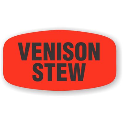 Label - Venison Stew Black On Red Short Oval 1000/Roll