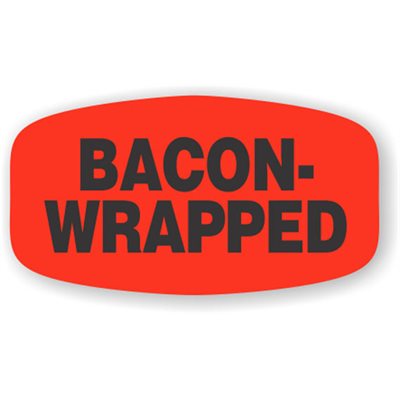 Label - Bacon Wrapped Black On Red Short Oval 1000/Roll