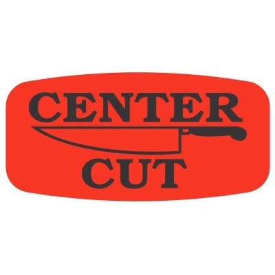 Label - Center Cut Black On Red Short Oval 1000/Roll