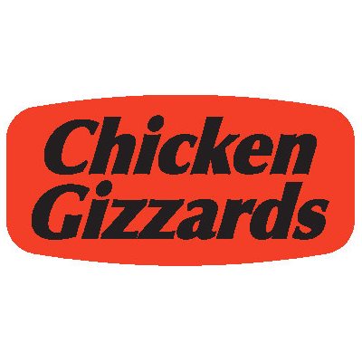 Label - Chicken Gizzards Black On Red Short Oval 1000/Roll