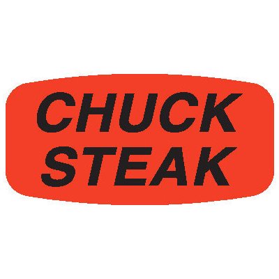 Label - Chuck Steak Black On Red Short Oval 1000/Roll