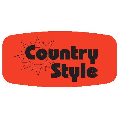 Label - Country Style Black On Red Short Oval 1000/Roll