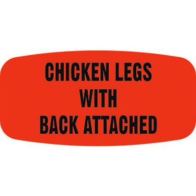 Label - Chicken Legs W/Back Attached Black On Red Short Oval 1000/Roll