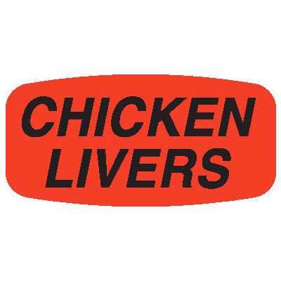 Label - Chicken Livers Black On Red Short Oval 1000/Roll