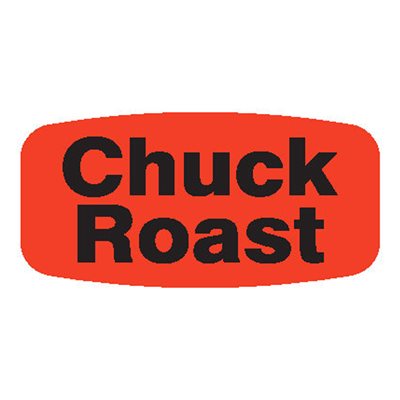 Label - Chuck Roast Black On Red Short Oval 1000/Roll