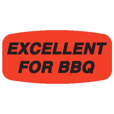 Label - Excellent For Barbeque Black On Red Short Oval 1000/Roll