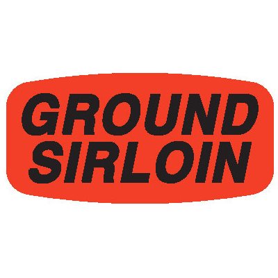 Label - Ground Sirloin Black On Red Short Oval 1000/Roll
