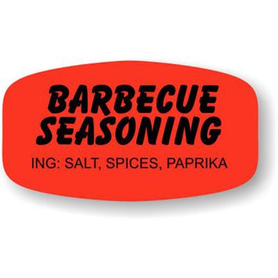 Label - Barbecue Seasoning (w/ing) Black On Red Short Oval 1000/Roll