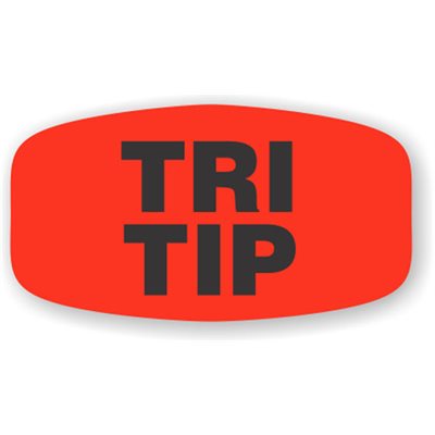 Label - Tri Tip Black On Red Short Oval 1000/Roll