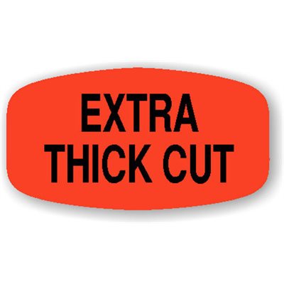 Label - Extra Thick Cut Black On Red Short Oval 1000/Roll