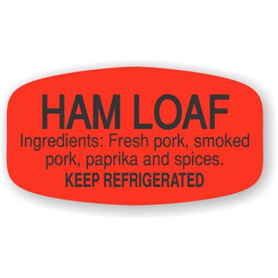 Label - Ham Loaf (w/ing) Black On Red Short Oval 1000/Roll