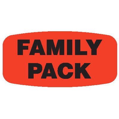 Label - Family Pack Black On Red Short Oval 1000/Roll