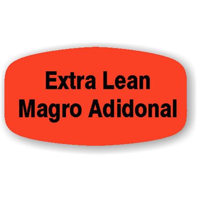 Label - Extra Lean/Magro Adidonal Black On Red Short Oval 1000/Roll