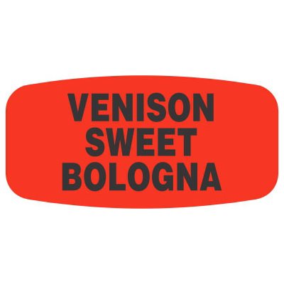 Label - Venison Sweet Bologna Black On Red Short Oval 1000/Roll