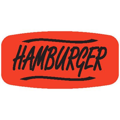 Label - Hamburger Black On Red Short Oval 1000/Roll
