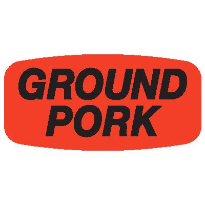 Label - Ground Pork Black On Red Short Oval 1000/Roll