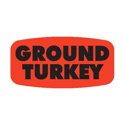 Label - Ground Turkey Black On Red Short Oval 1000/Roll