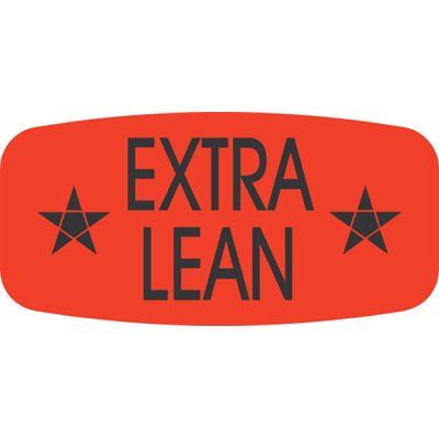 Label - Extra Lean Black On Red Short Oval 1000/Roll