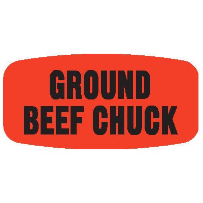 Label - Ground Beef Chuck Black On Red Short Oval 1000/Roll