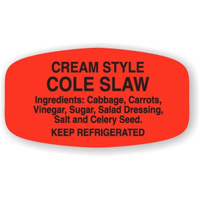 Label - Cole Slaw (w/ing) Black On Red Short Oval 1000/Roll