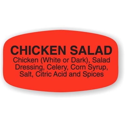 Label - Chicken Salad (w/ing) Black On Red Short Oval 1000/Roll