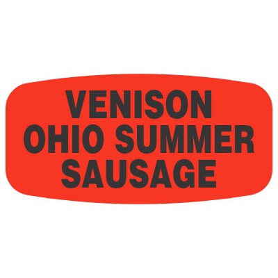 Label - Venison Ohio Summer Sausage Black On Red Short Oval 1000/Roll