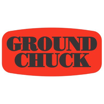 Label - Ground Chuck Black On Red Short Oval 1000/Roll