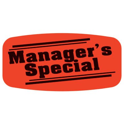 Label - Manager's Special Black On Red Short Oval 1000/Roll