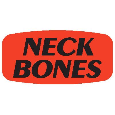 Label - Neck Bones Black On Red Short Oval 1000/Roll