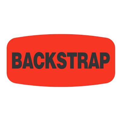 Label - Backstrap Black On Red Short Oval 1000/Roll