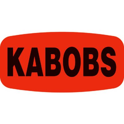 Label - Kabobs Black On Red Short Oval 1000/Roll