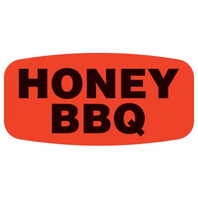 Label - Honey BBQ Black On Red Short Oval 1000/Roll