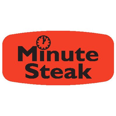 Label - Minute Steak Black On Red Short Oval 1000/Roll