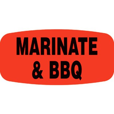 Label - Marinate & BBQ Black On Red Short Oval 1000/Roll